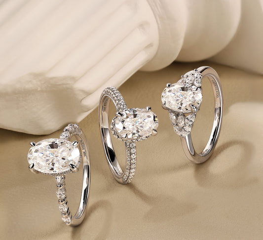 Three Diamond Oval Rings 