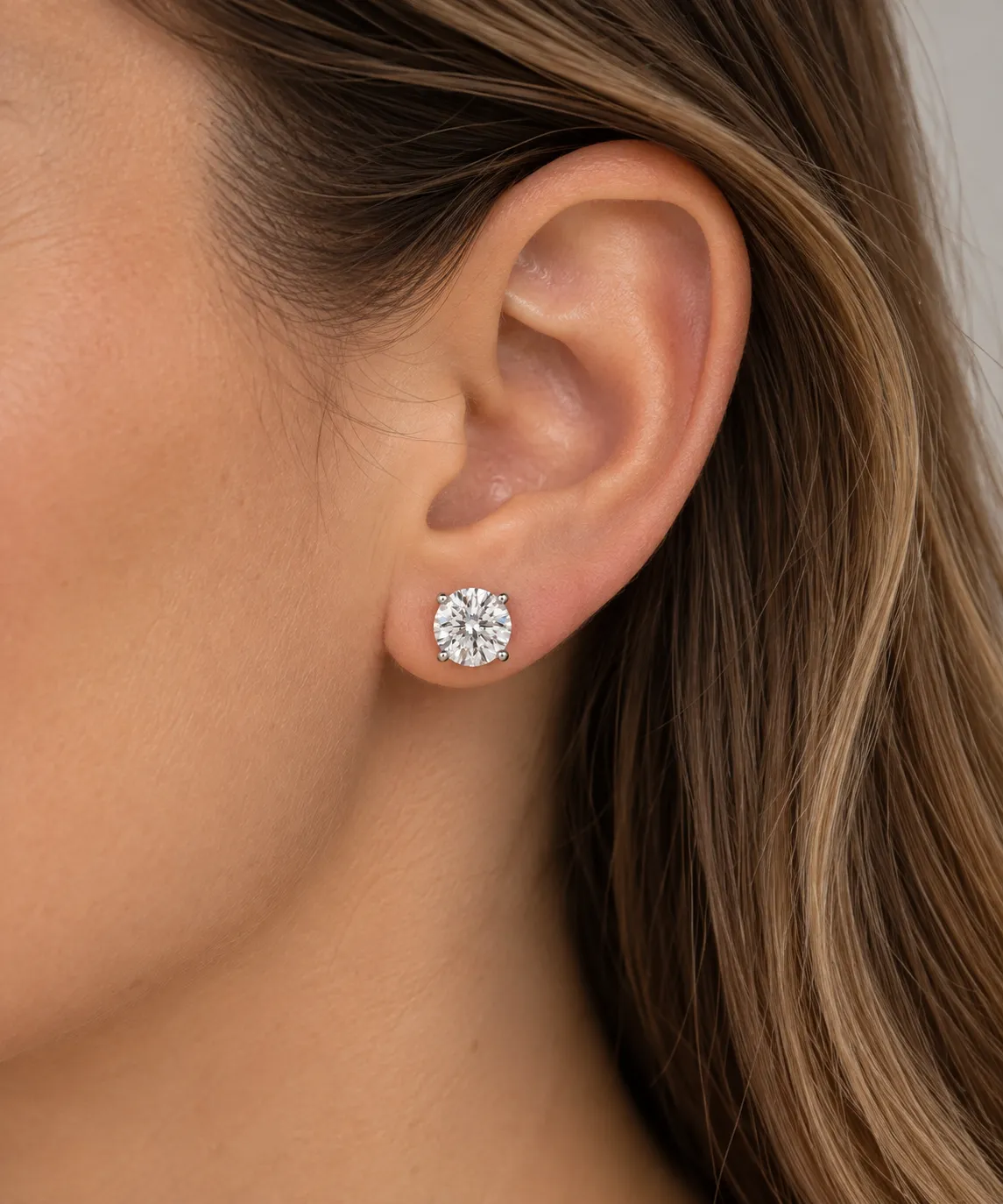 3ctw Round Cut Lab-Grown Diamond Studs