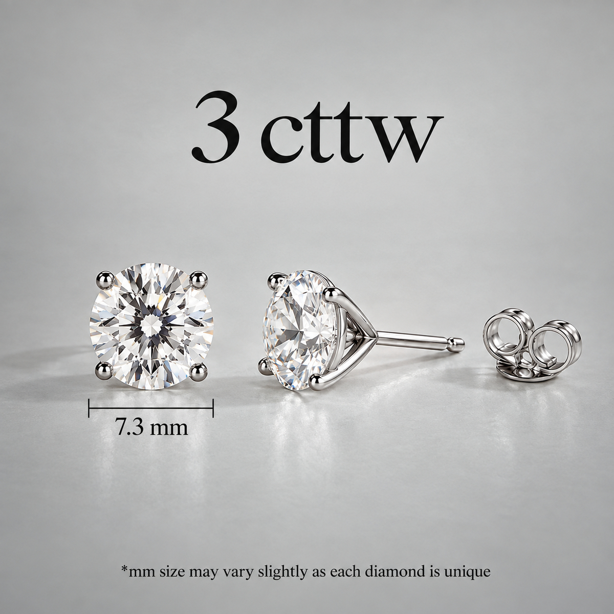 3ctw Round Cut Lab-Grown Diamond Studs - Andrew Z Diamonds & Fine Jewelry