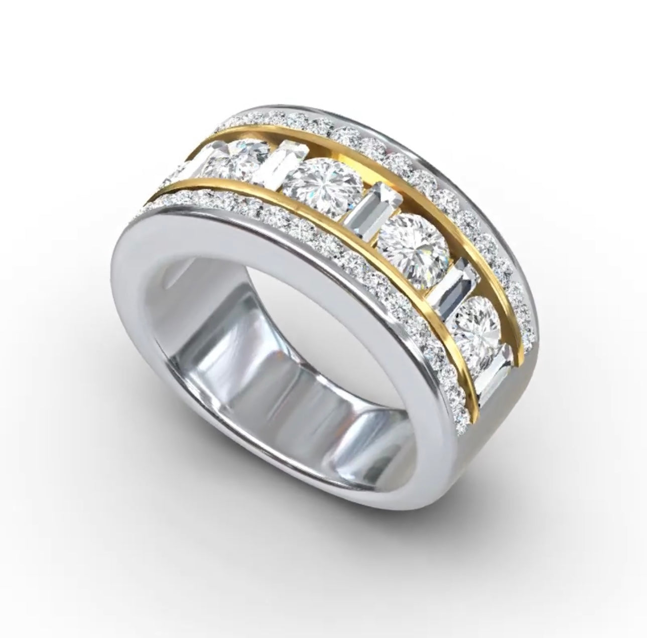 A two-toned diamond ring channel set named "Arabella"