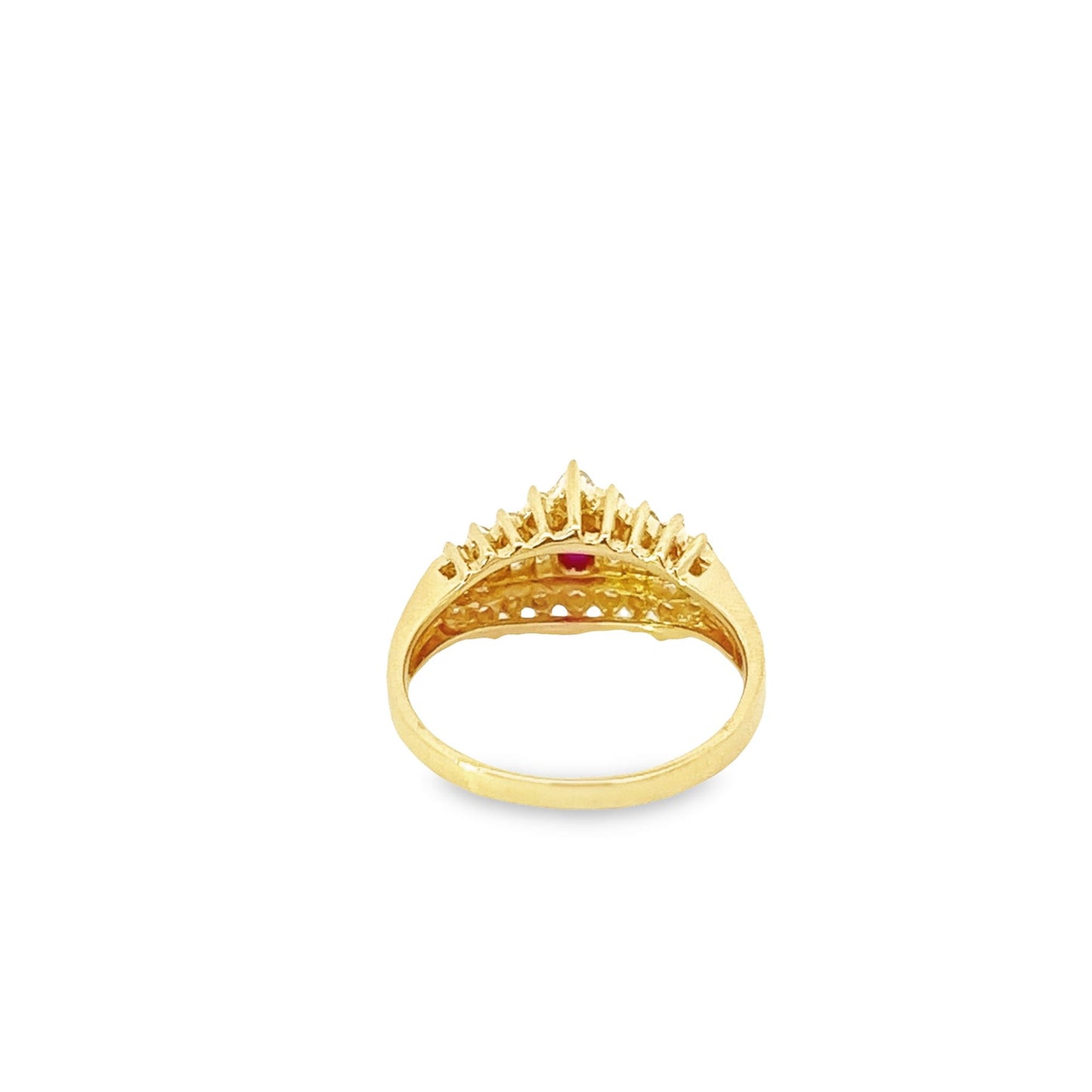 Sun-Kissed Ruby Brilliance: 14K Yellow Diamonds Ruby Ring
